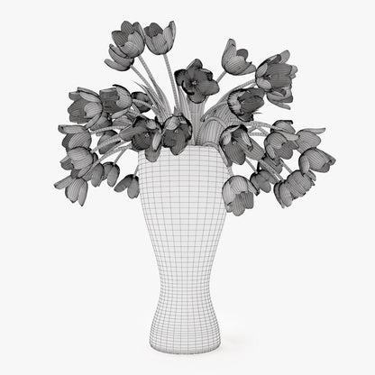 FREE Realistic Tulips Bouquet in Vase 3D Model