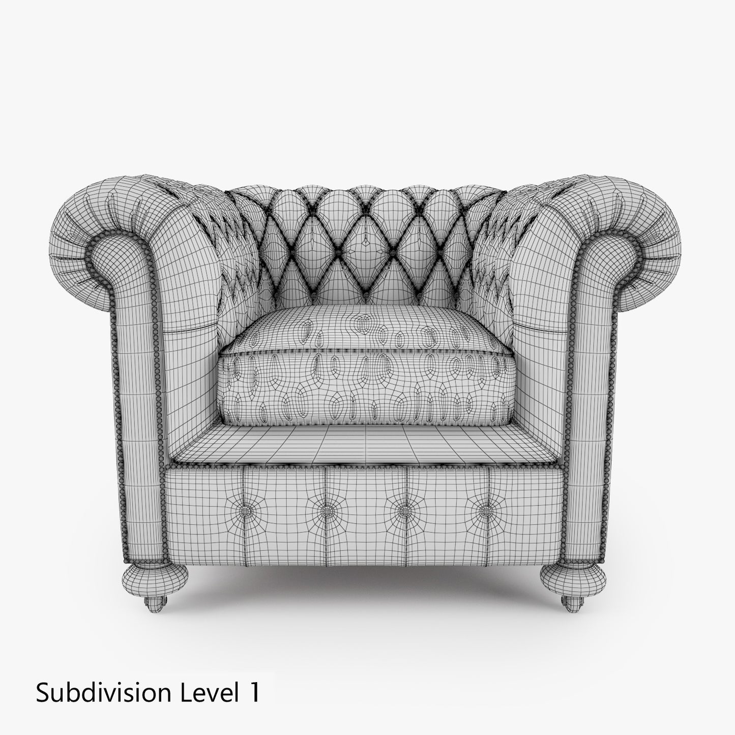 William Blake Armchair Chesterfield Leather 3D Model