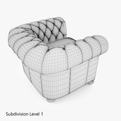 William Blake Armchair Chesterfield Leather 3D Model