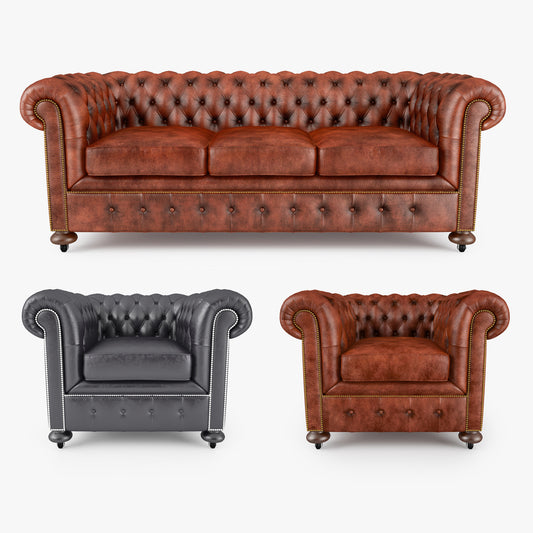 William Blake Chesterfield Sofa Set 3D Model