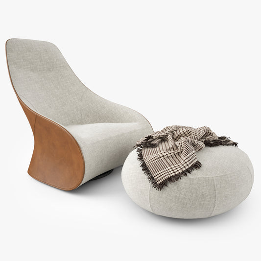 Zanotta Derby Armchair and Pouf 3D Model