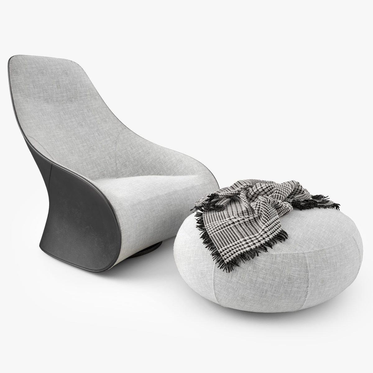 Zanotta Derby Armchair and Pouf 3D Model