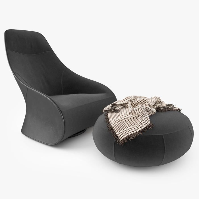 Zanotta Derby Armchair and Pouf 3D Model