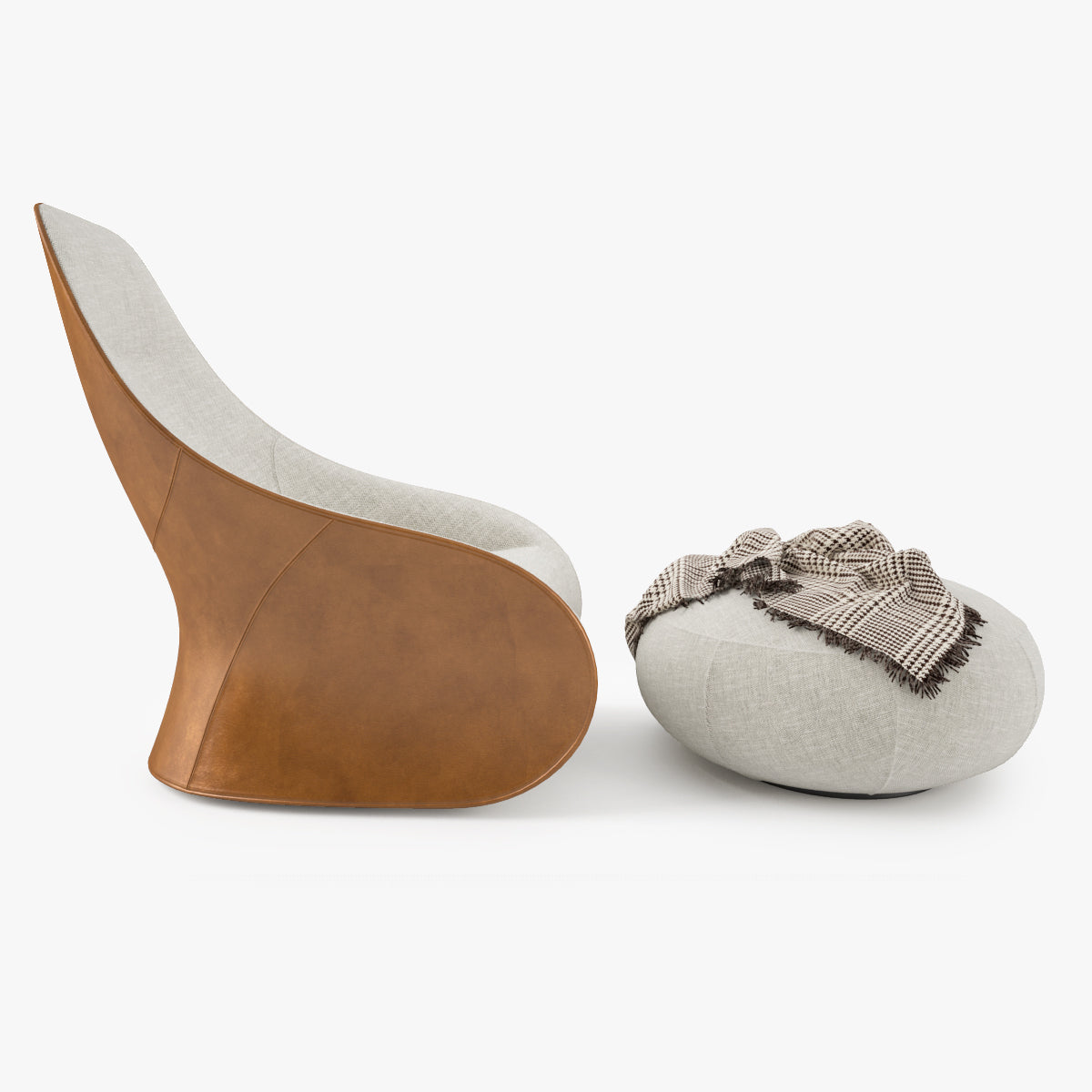 Zanotta Derby Armchair and Pouf 3D Model