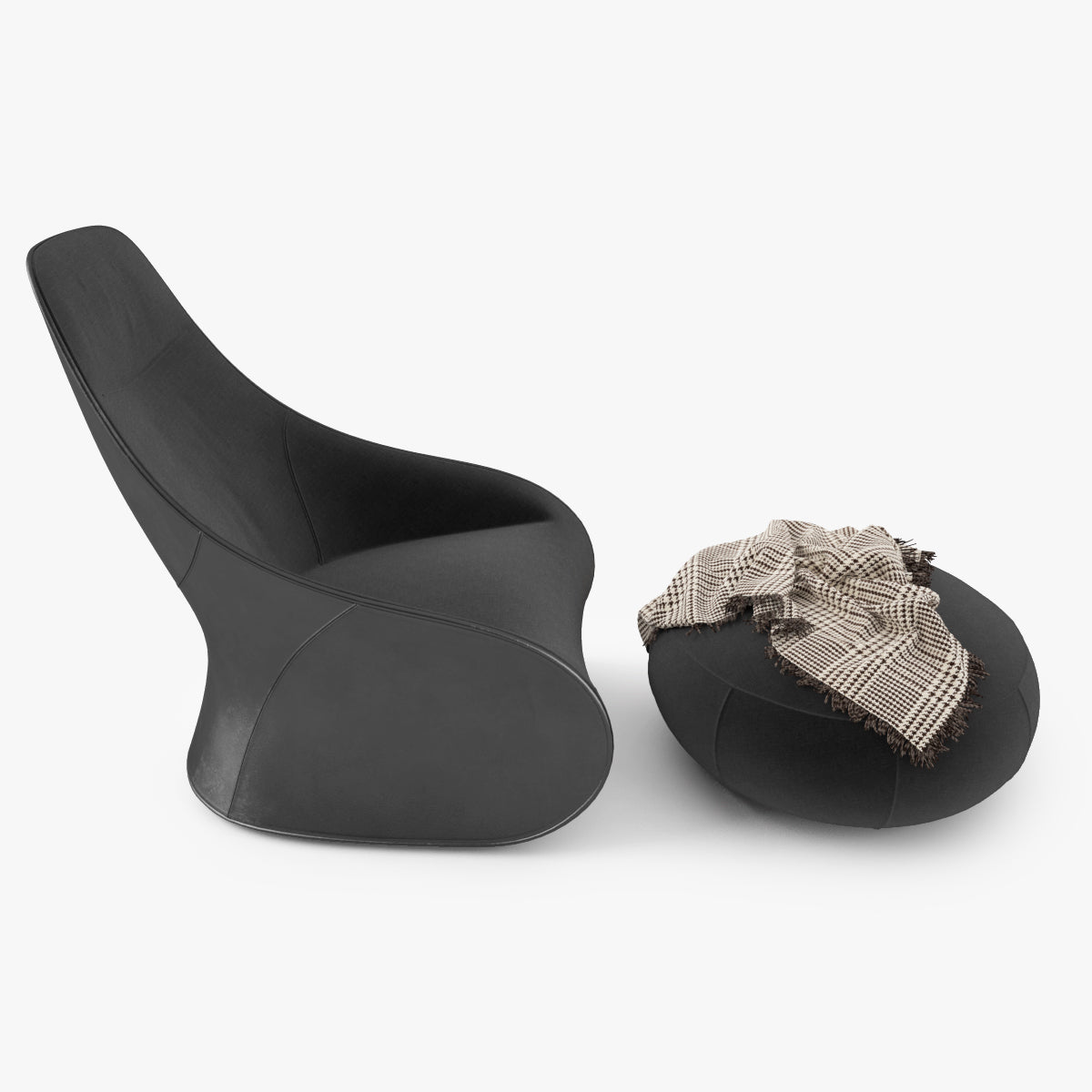Zanotta Derby Armchair and Pouf 3D Model