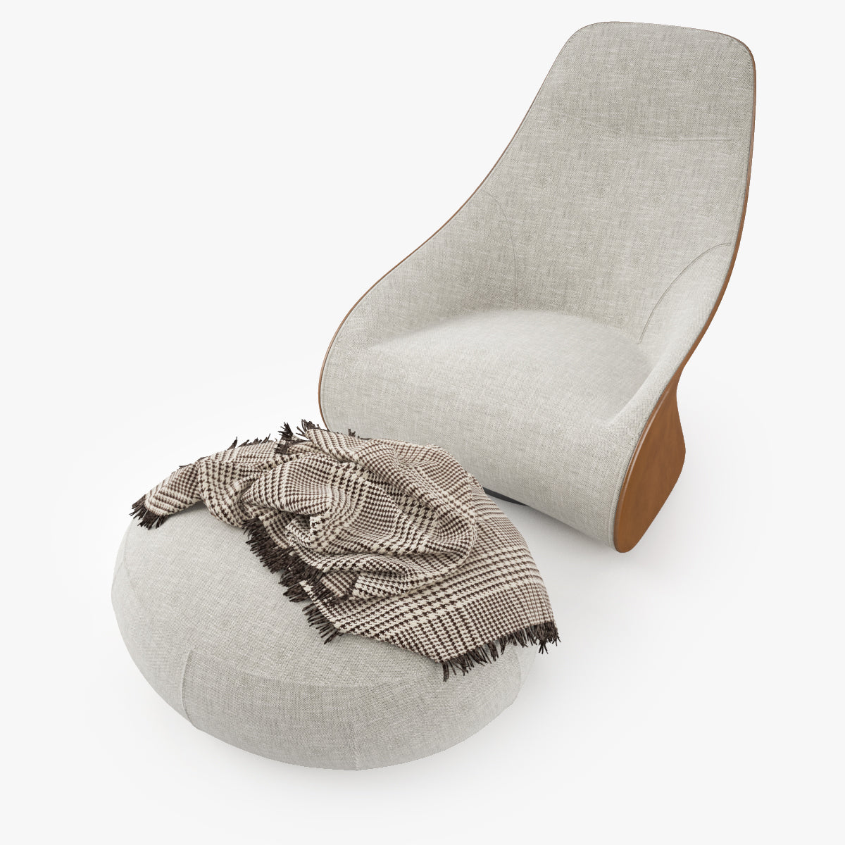 Zanotta Derby Armchair and Pouf 3D Model