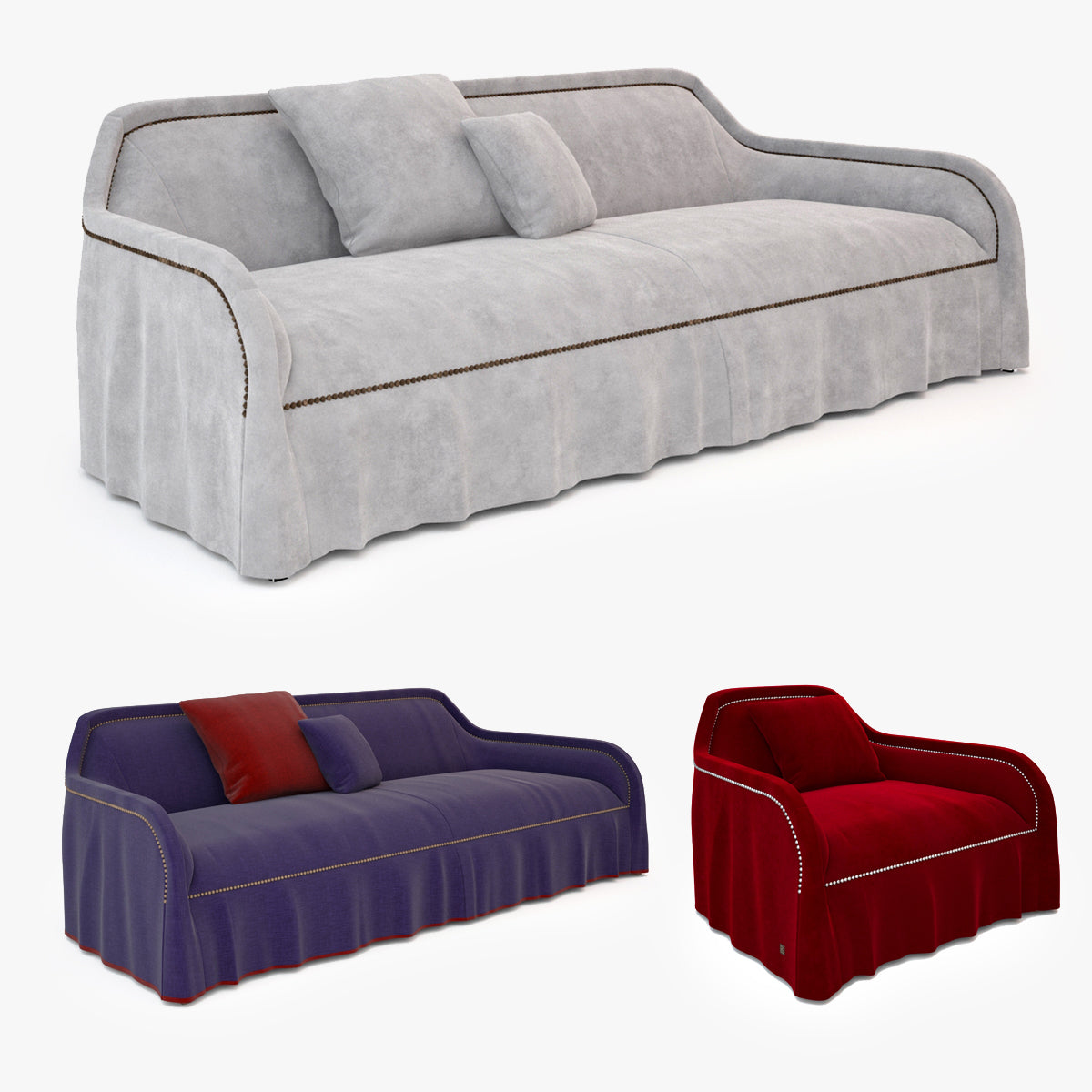 FREE Busnelli Arpege Sofa and Armchair 3D Model