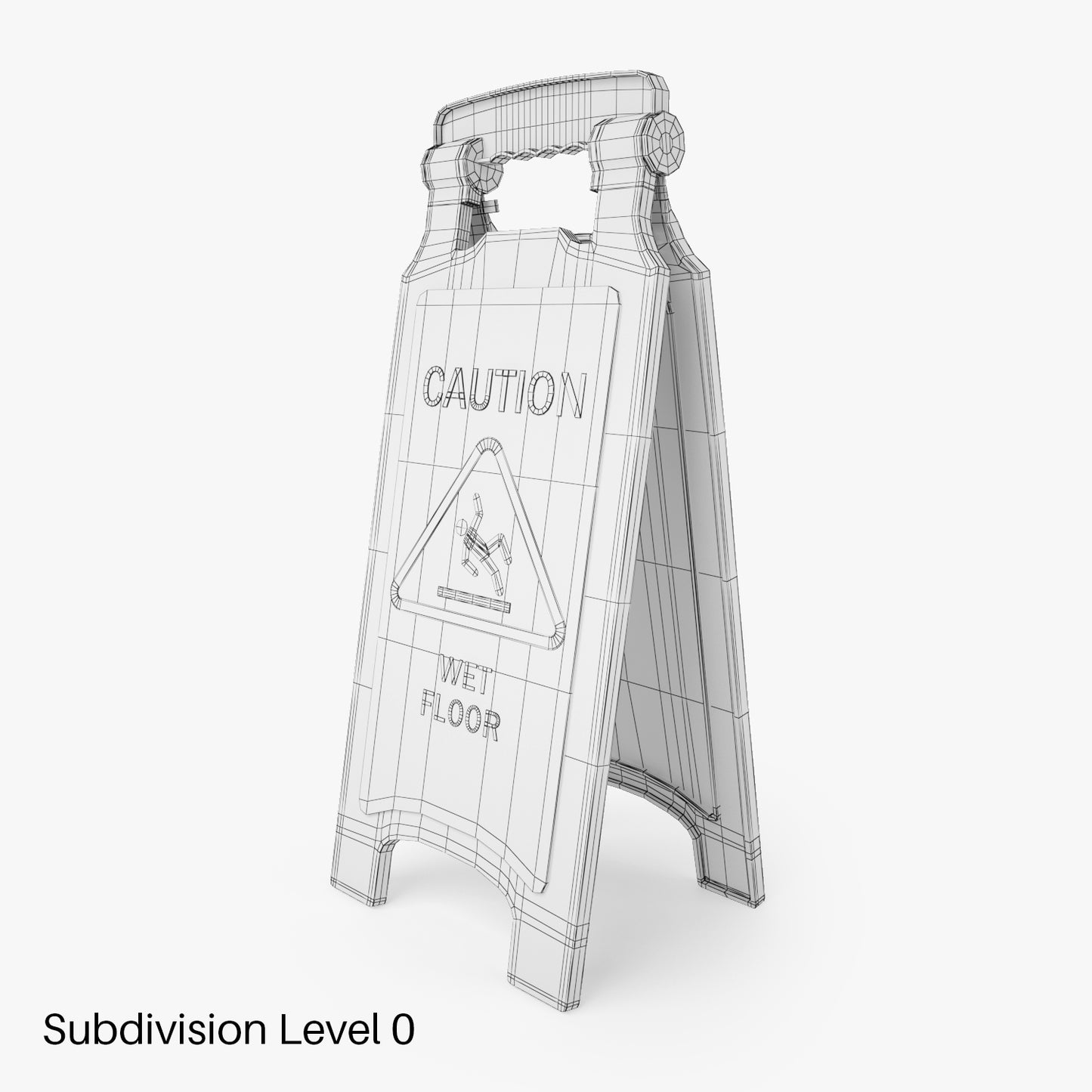 Caution Wet Floor Safety Sign 3D Model