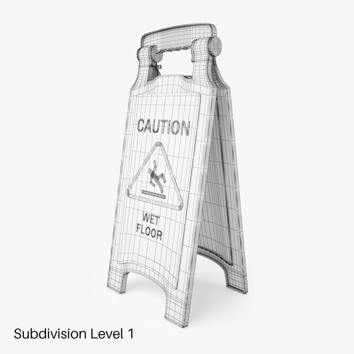 Caution Wet Floor Safety Sign 3D Model