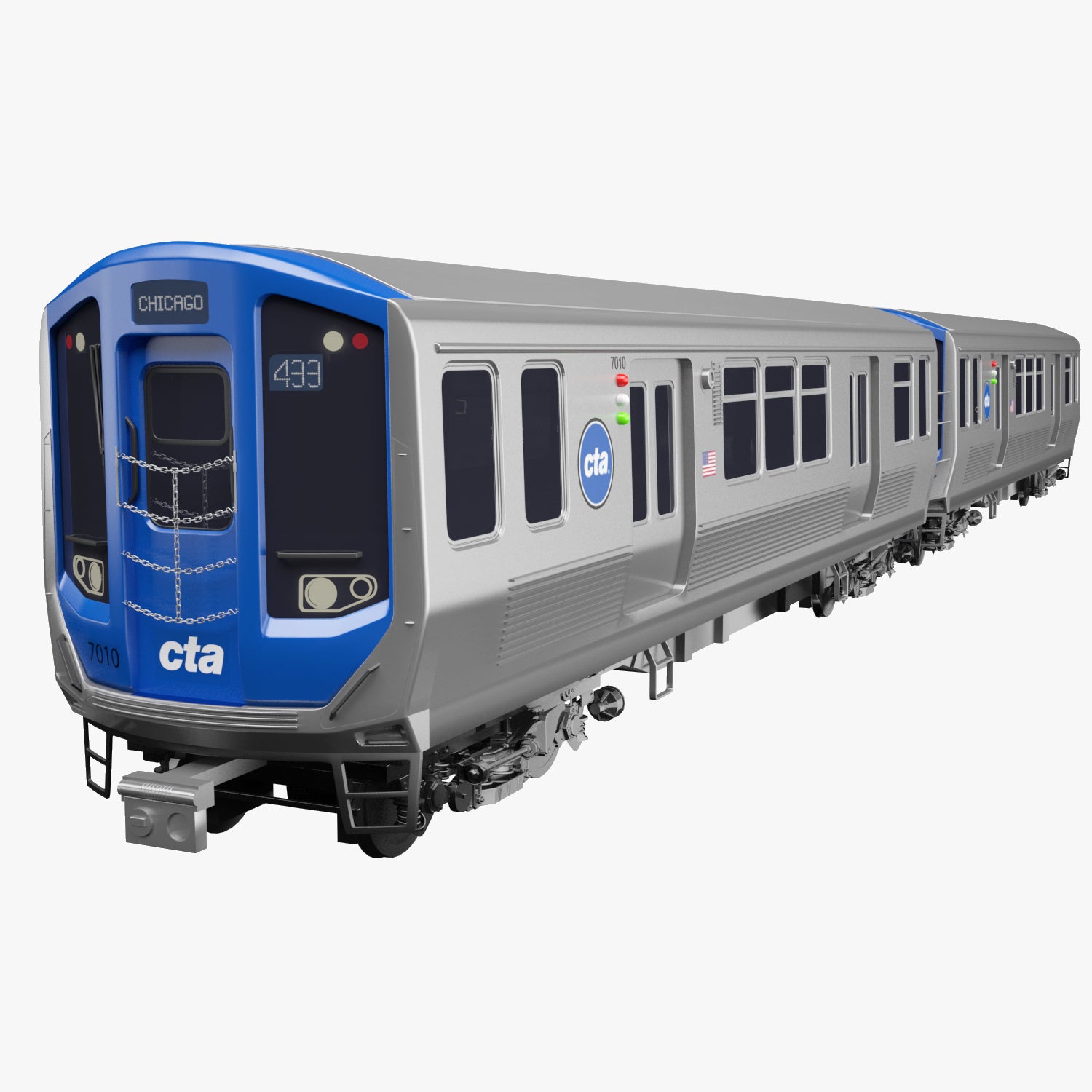 Chicago CTA Train 7000 Series 3D Model | FaceQuad
