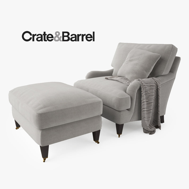 Crate and Barrel Essex Chair and Ottoman 3D Model