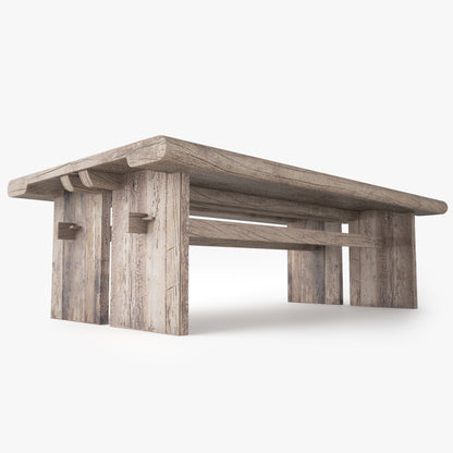 Dining Rustic Table with Chairs 3D Model