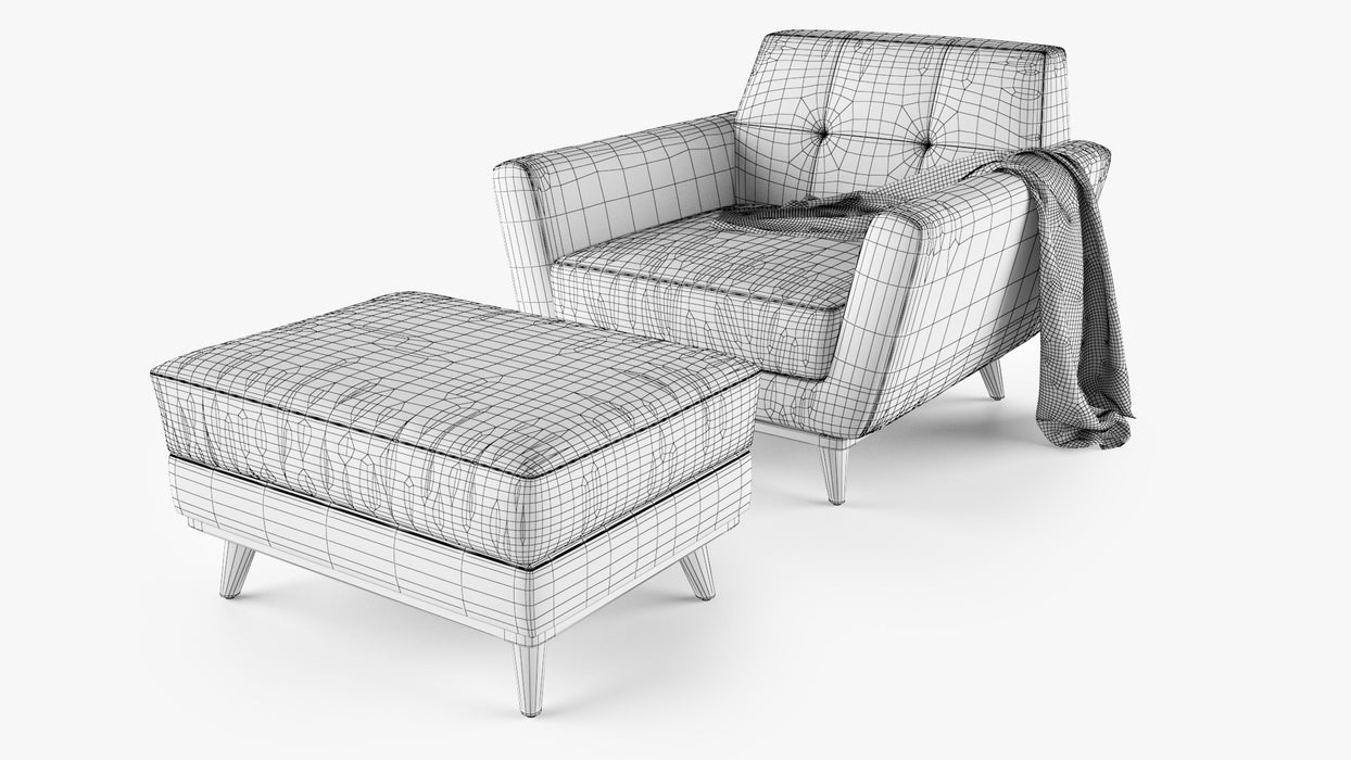 Joybird Hughes Chair and Ottoman 3D Model