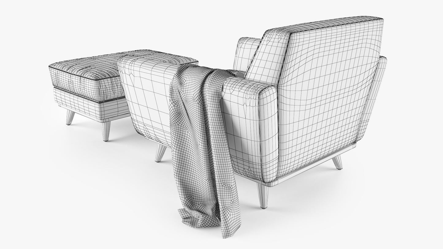 Joybird Hughes Chair and Ottoman 3D Model