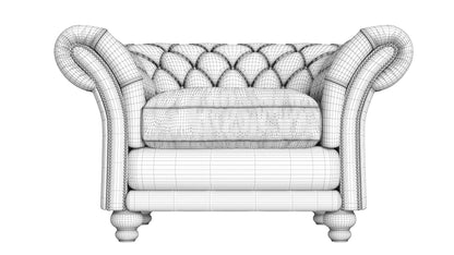 Kingston Classic Chesterfield Armchair 3D Model