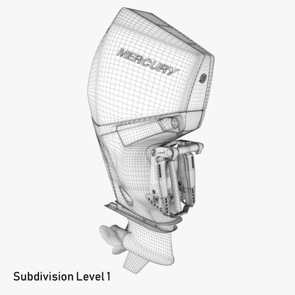 Mercury Fourstroke 300hp v8 Outboard Motor 3D Model