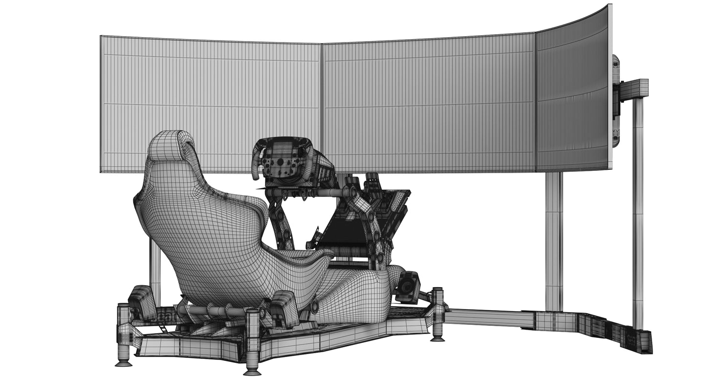 Formula 1 Racing Game Simulator Seat Triple Display 3D Model