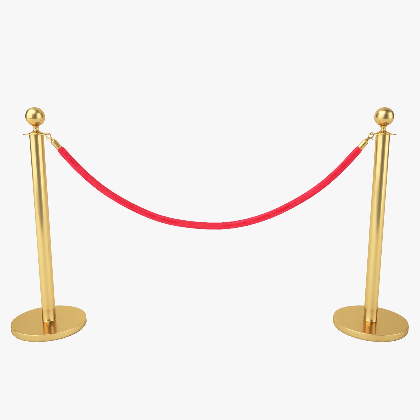 Red Velvet Rope Stanchion Set 3D Model