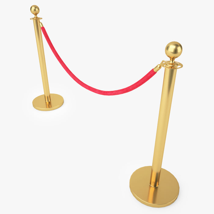 Red Velvet Rope Stanchion Set 3D Model
