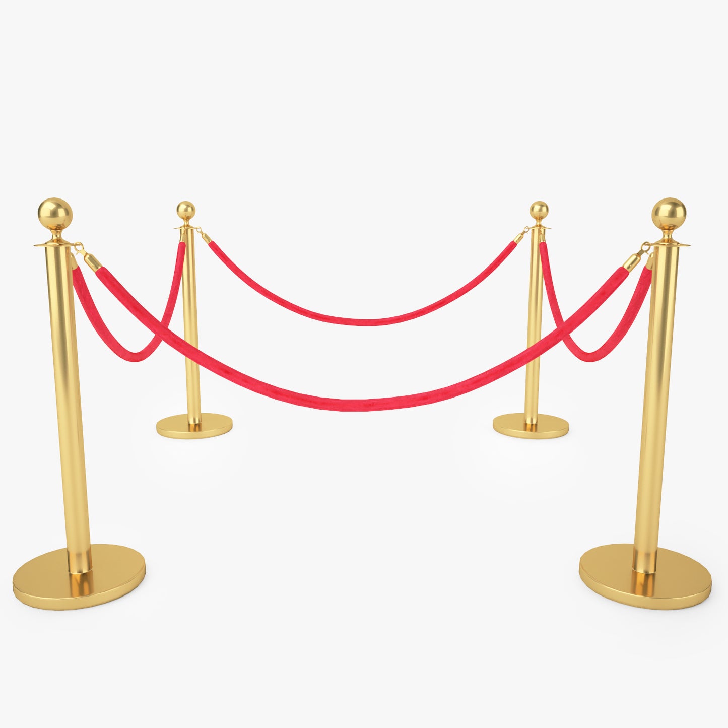 Red Velvet Rope Stanchion Set 3D Model