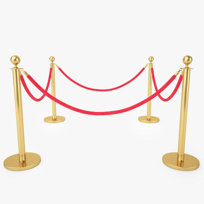 Red Velvet Rope Stanchion Set 3D Model