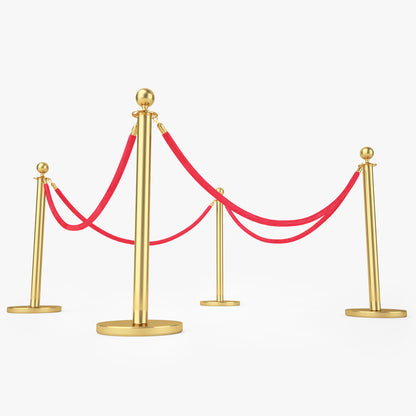 Red Velvet Rope Stanchion Set 3D Model