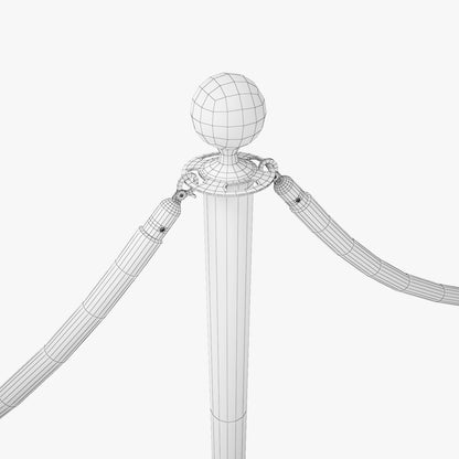 Red Velvet Rope Stanchion Set 3D Model