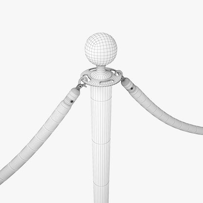 Red Velvet Rope Stanchion Set 3D Model