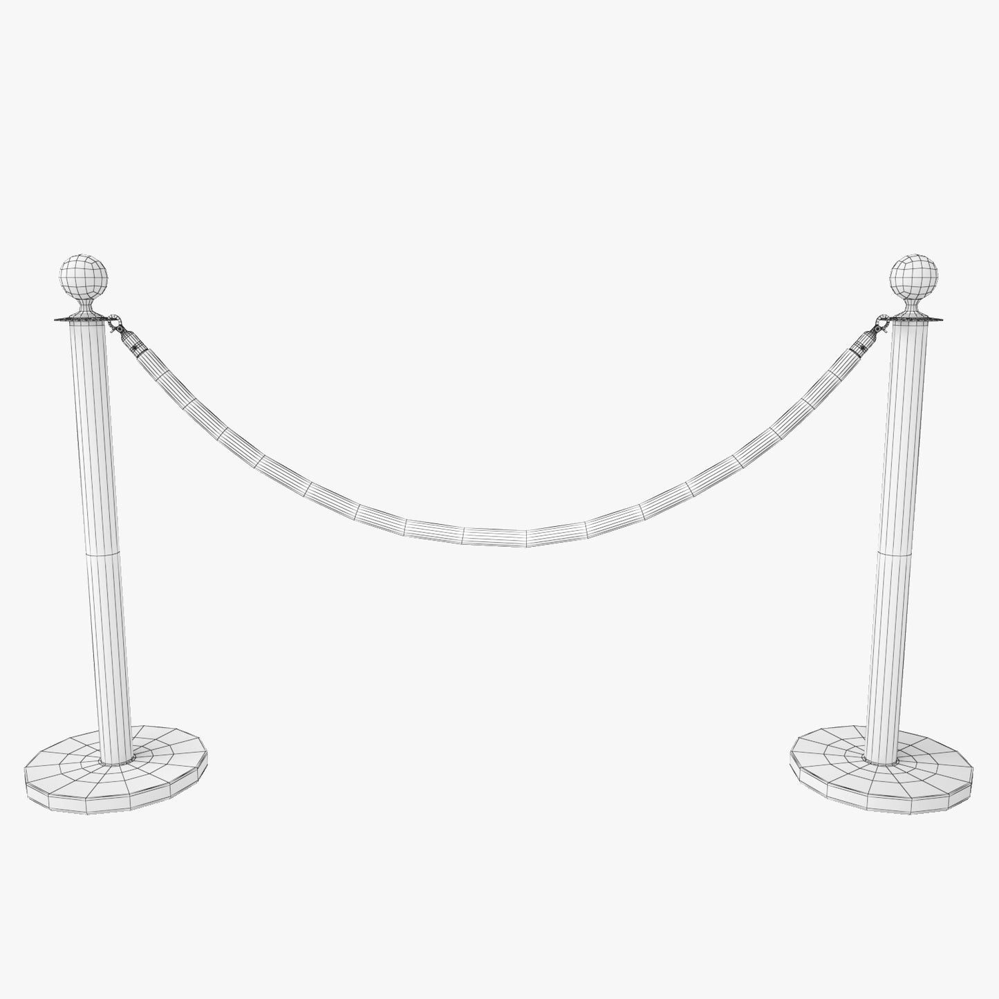 Red Velvet Rope Stanchion Set 3D Model