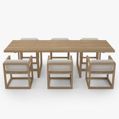 Restoration Hardware Aviara Teak Dining Table and Armchair 3D Model