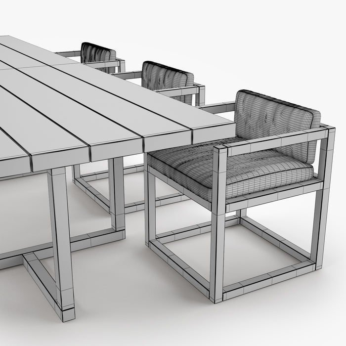 Restoration Hardware Aviara Teak Dining Table and Armchair 3D Model
