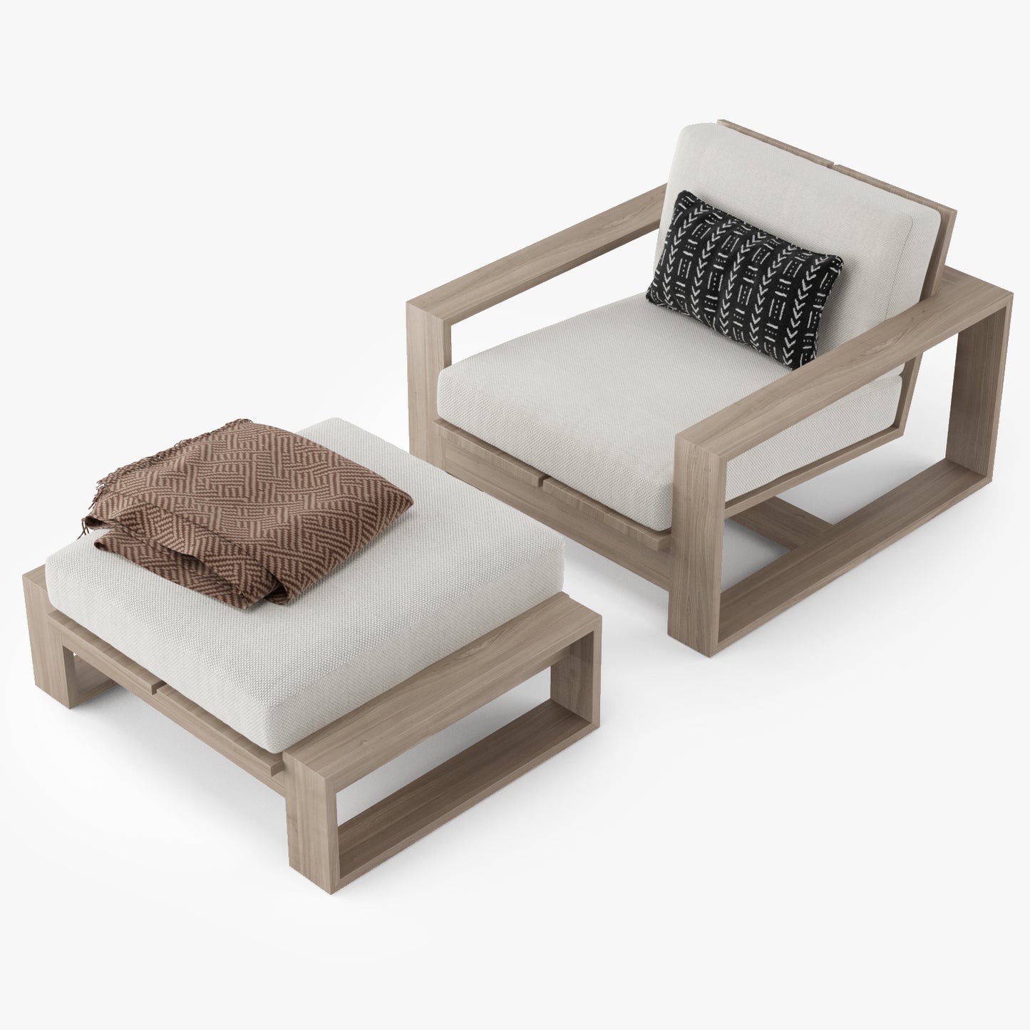 Restoration Hardware Porto Armchair & Ottoman 3D Model