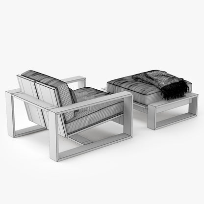 Restoration Hardware Porto Armchair & Ottoman 3D Model