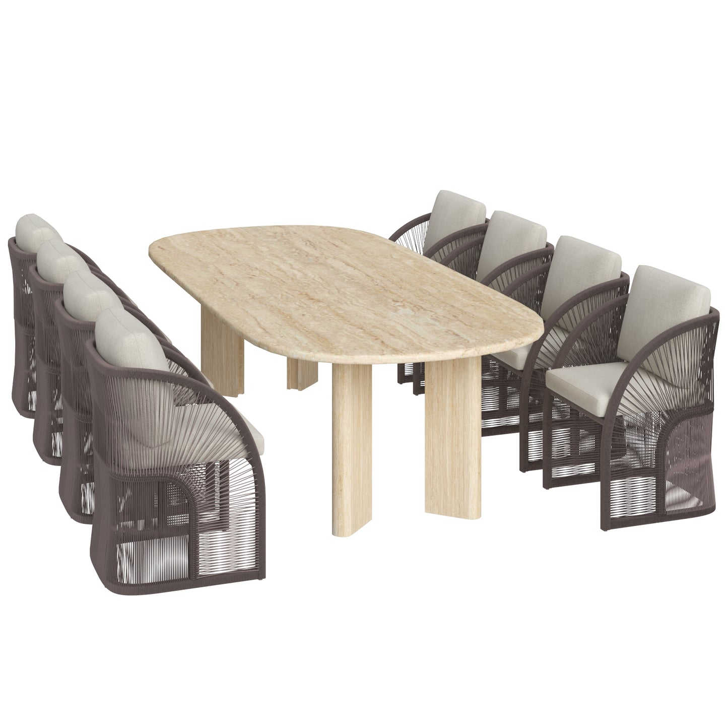 Restoration Hardware Pavona Sofa Collection & Trento Travertine Table 3D Model