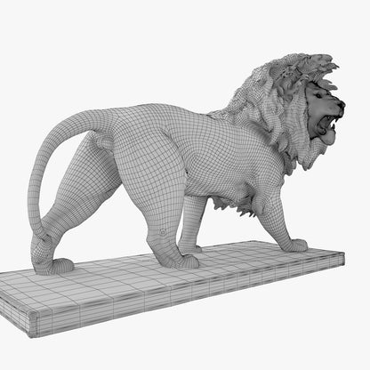 Stone Lion Statue Sculpture 3D Model