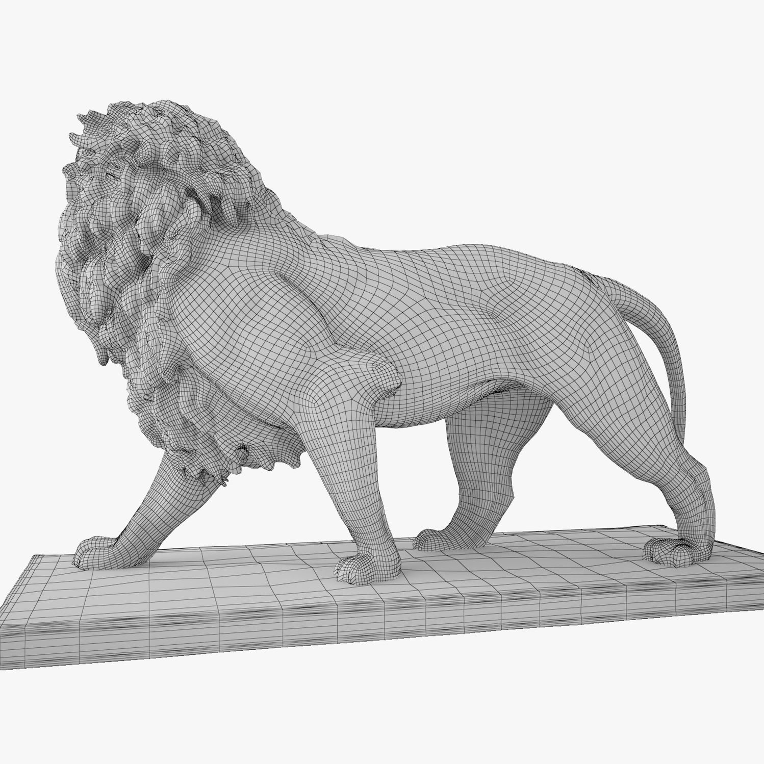 Stone Lion Statue Sculpture 3D Model FaceQuad