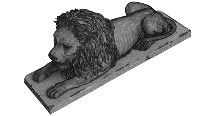 Stone Lion Sitting Sculpture 3D Model