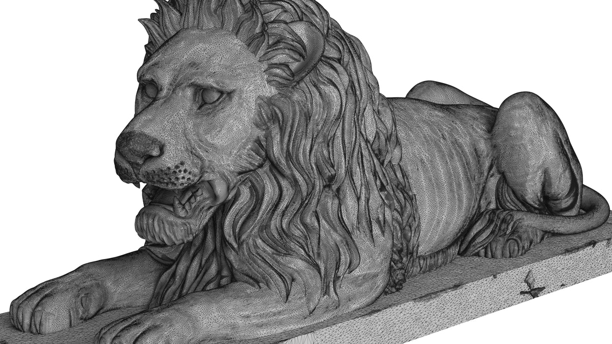 Stone Lion Sitting Sculpture 3D Model