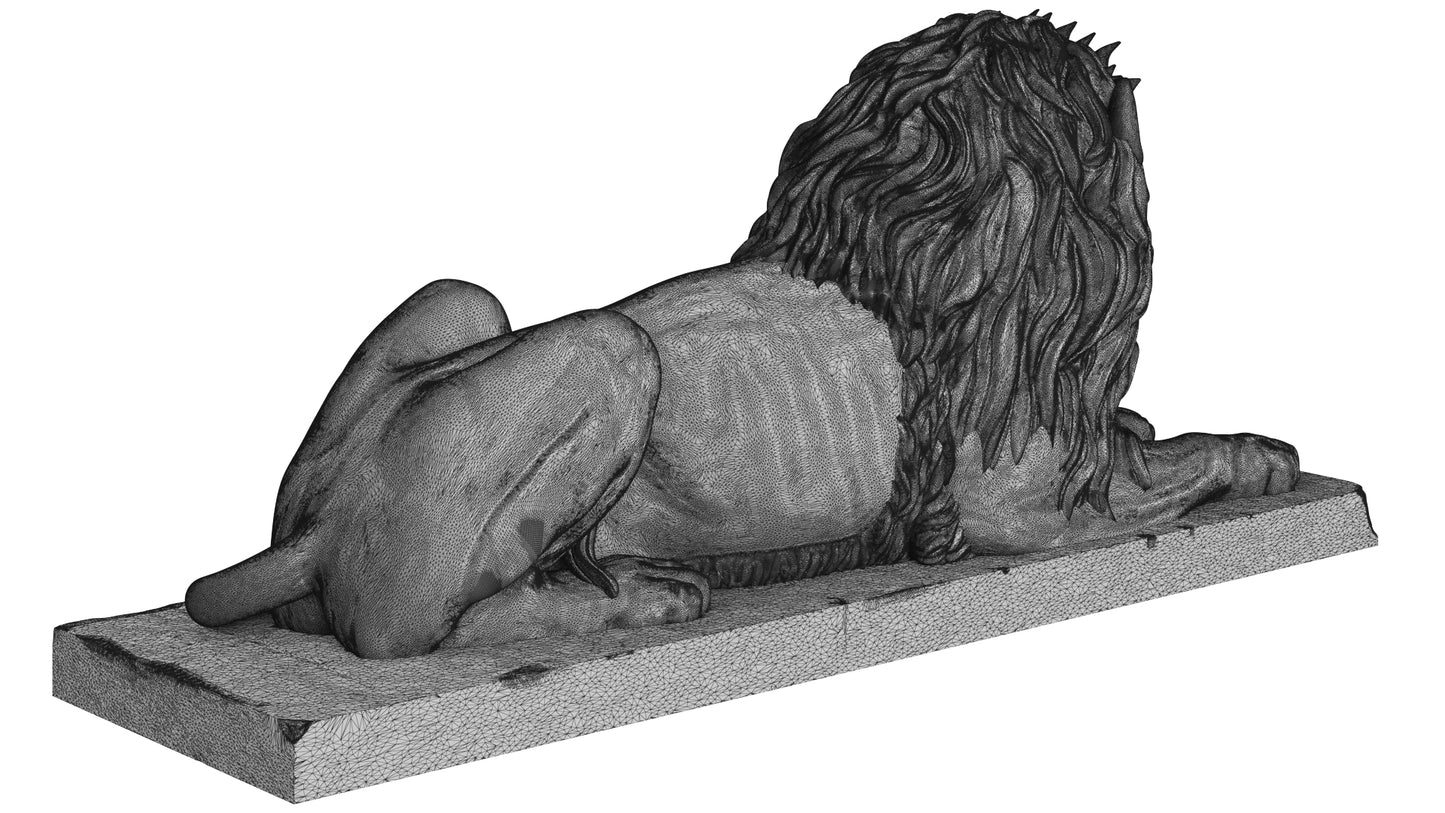 Stone Lion Sitting Sculpture 3D Model