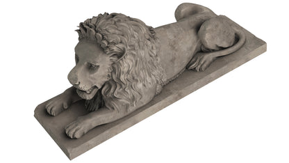 Stone Lion Sitting Sculpture 3D Model