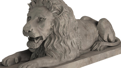 Stone Lion Sitting Sculpture 3D Model