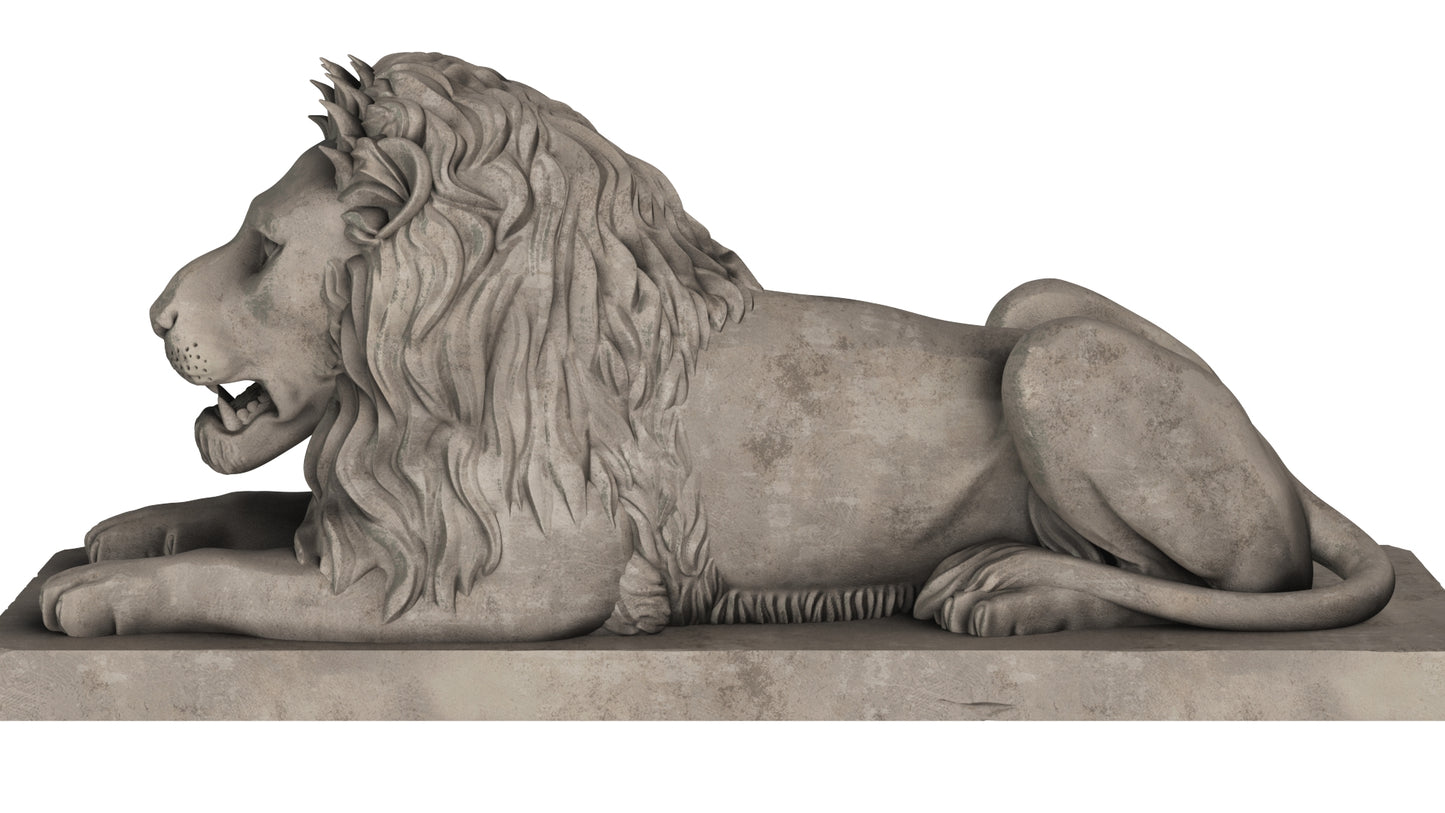 Stone Lion Sitting Sculpture 3D Model