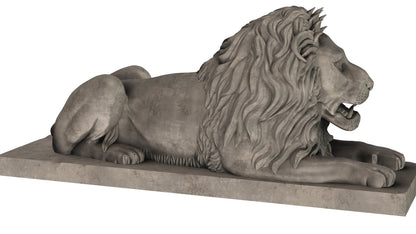 Stone Lion Sitting Sculpture 3D Model