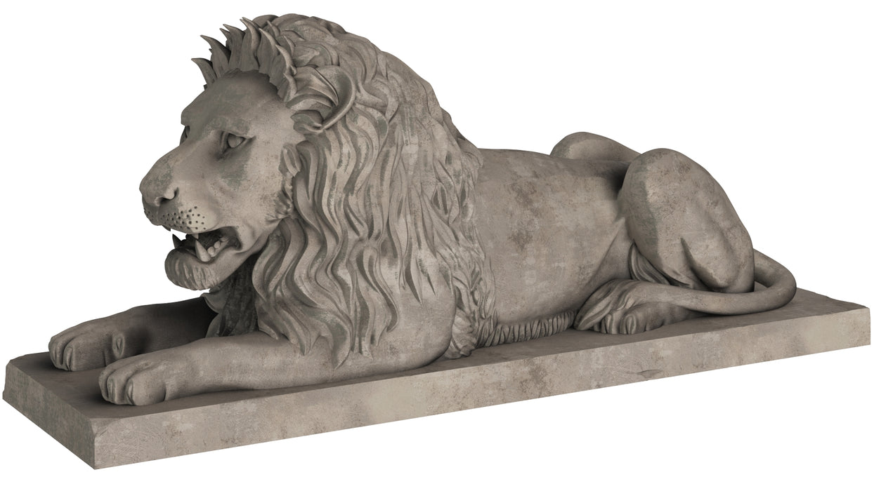Stone Lion Sitting Sculpture 3D Model