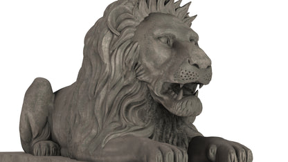 Stone Lion Sitting Sculpture 3D Model