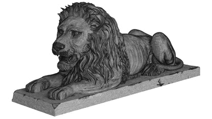 Stone Lion Sitting Sculpture 3D Model