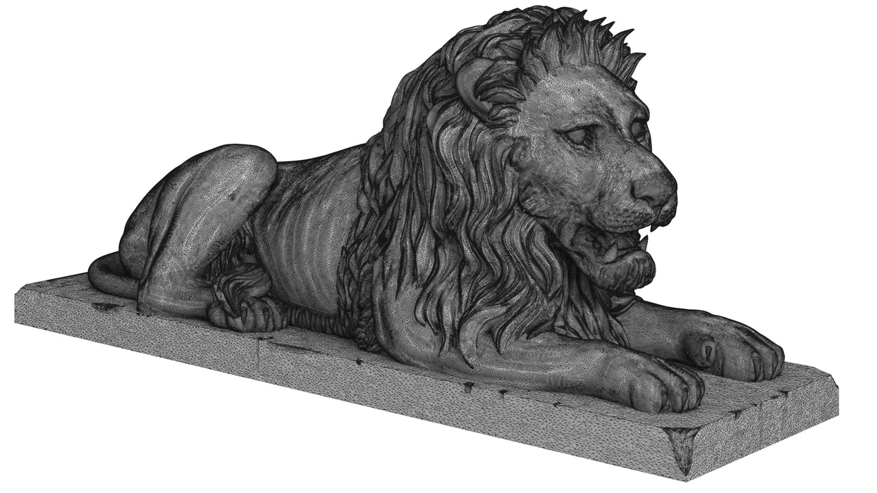 Stone Lion Sculpture Set 3D Model