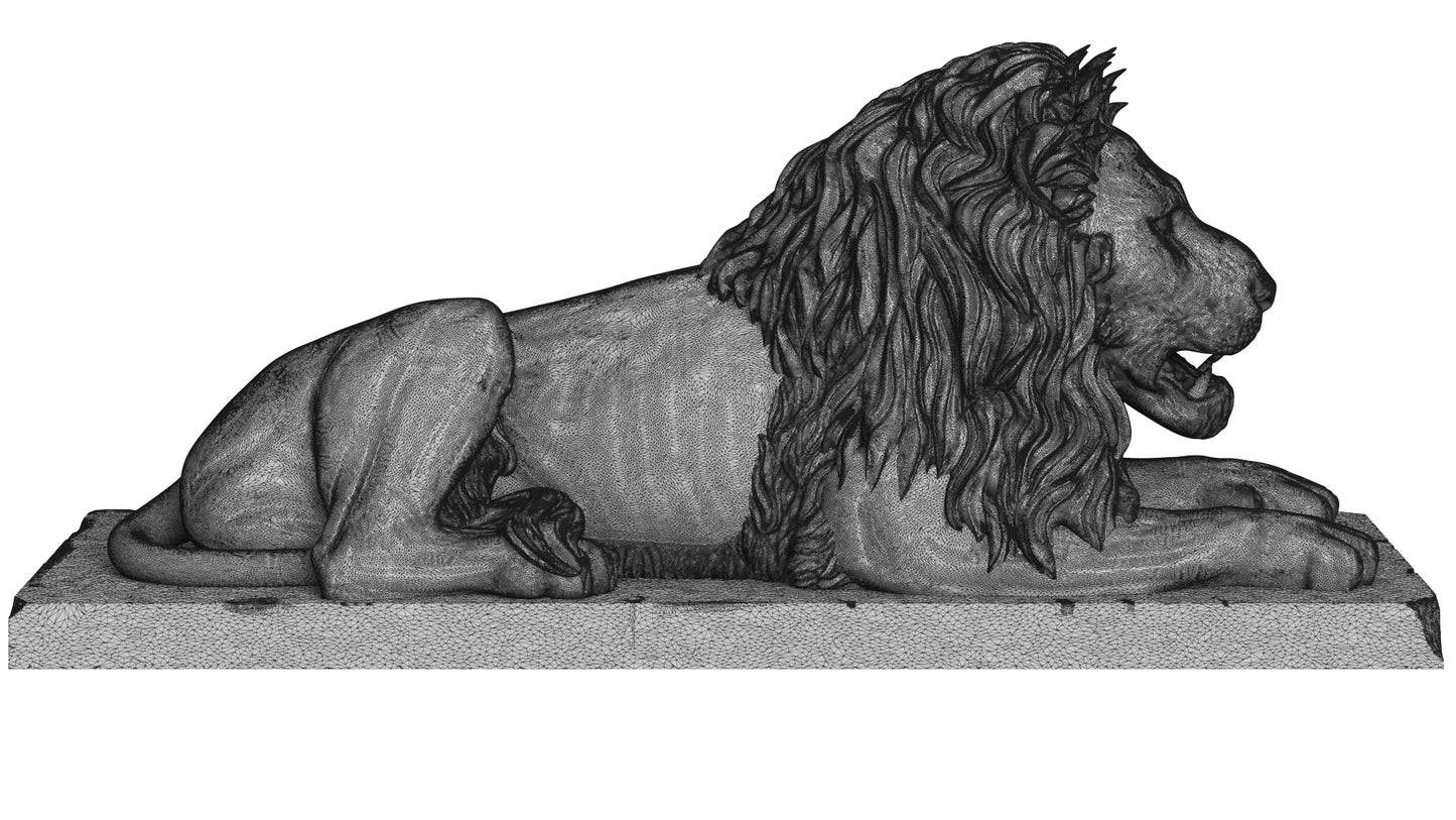 Stone Lion Sculpture Set 3D Model