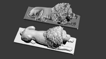 Stone Lion Sculpture Set 3D Model